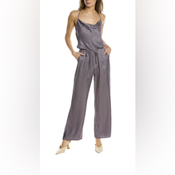 NWT chaser silky basics cross back jumpsuit grey - Picture 1 of 9